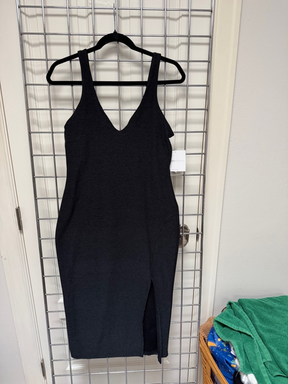 Beyond Yoga Black Midi V-Neck Tank Dress